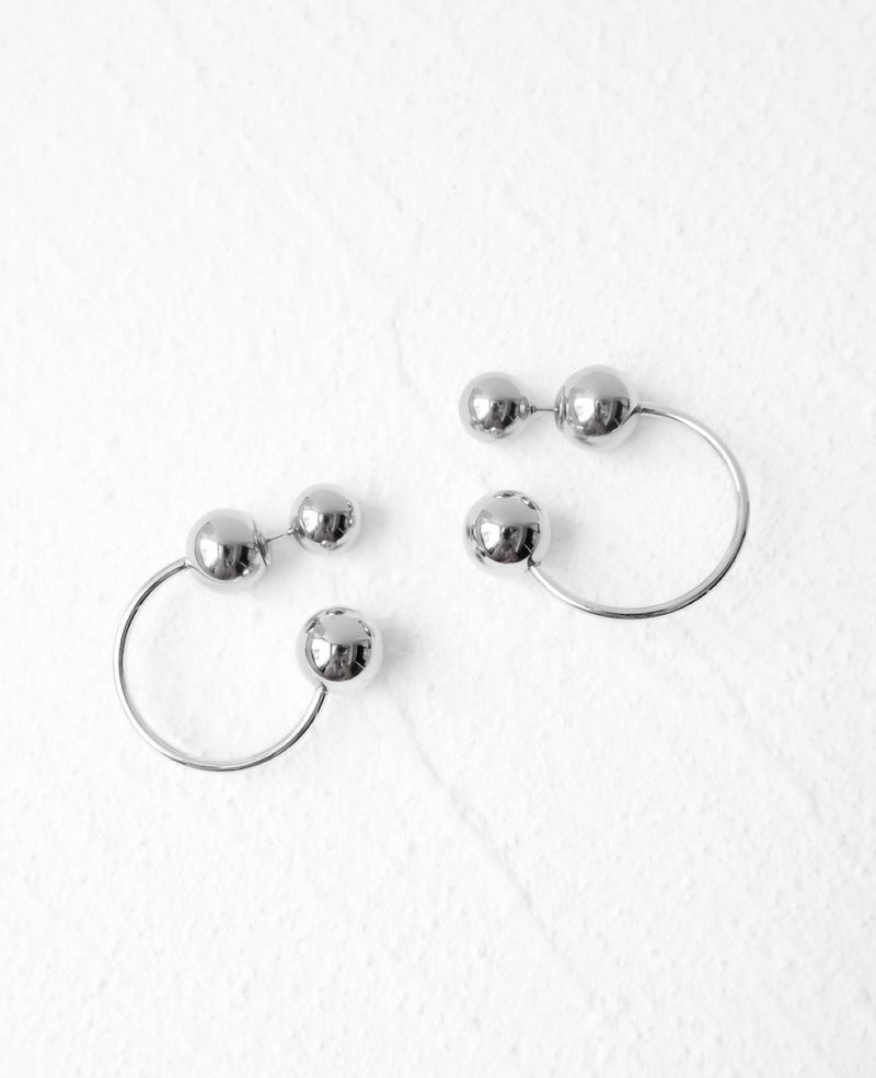 Aubrey Ball Stud Silver Hoop Earrings