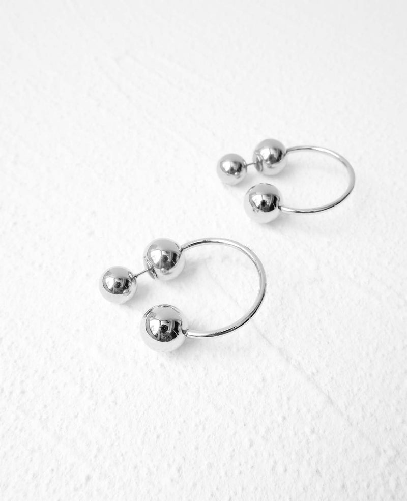 Aubrey Ball Stud Silver Hoop Earrings