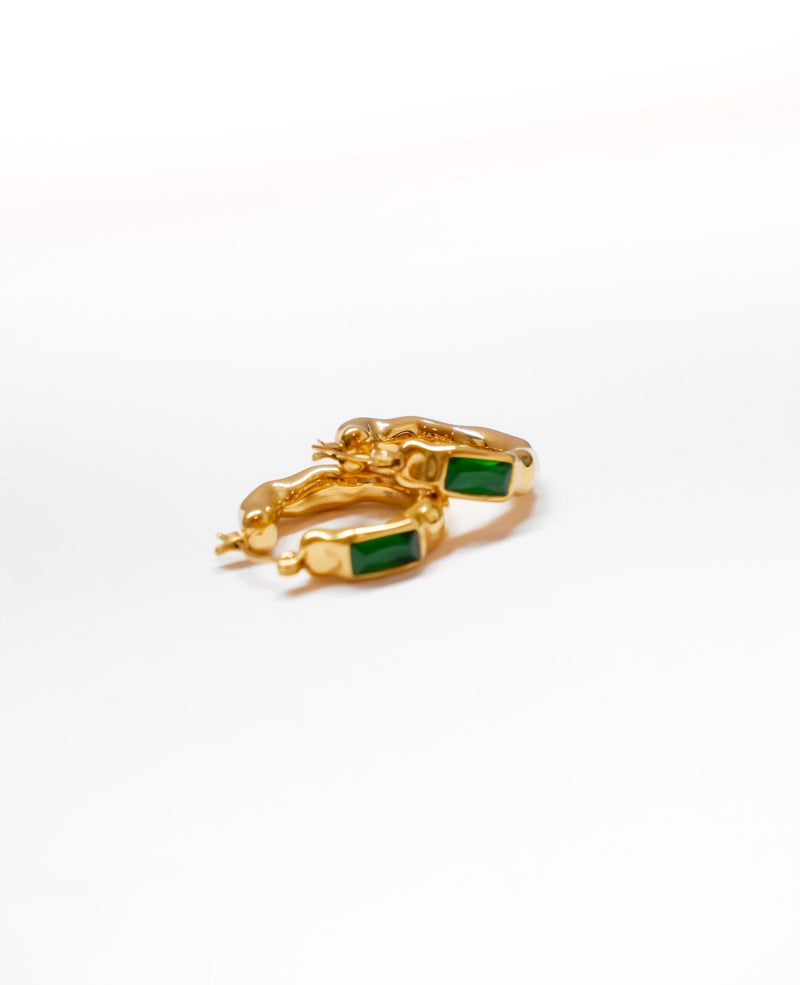 Brooklyn Green Rhinestone Hoop Earrings