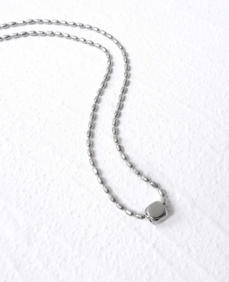 Leah Cube Pendant Dainty Silver Necklace