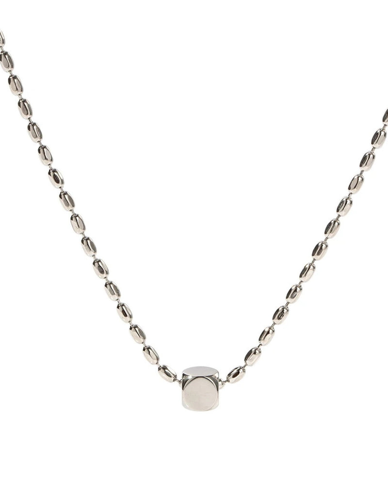Leah Cube Pendant Dainty Silver Necklace