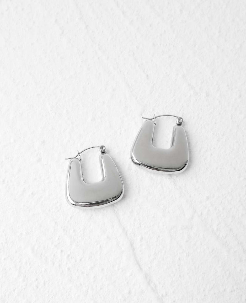 Sarah U-Shaped Silver Hoop Earrings