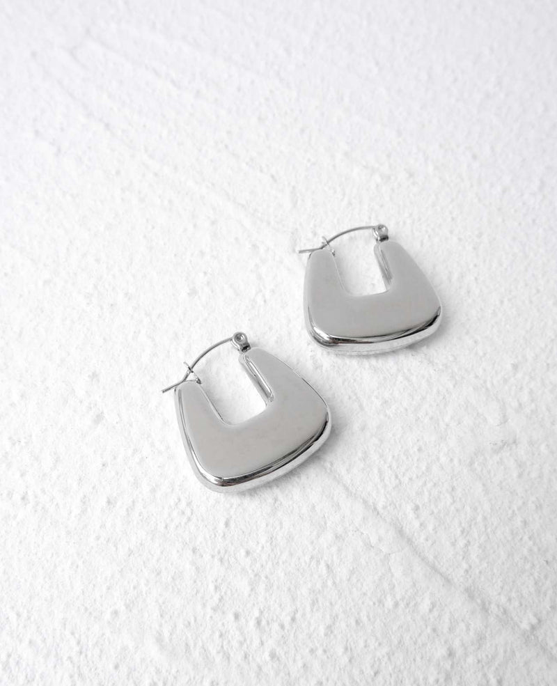 Sarah U-Shaped Silver Hoop Earrings