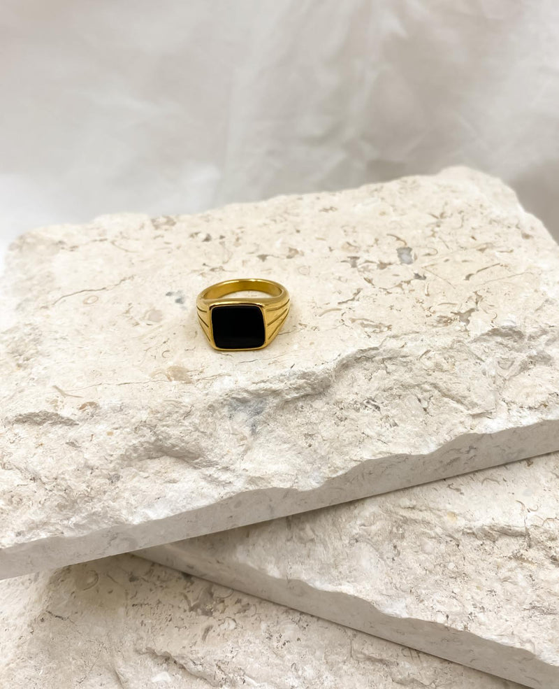 Arabella Black Signet Statement Ring