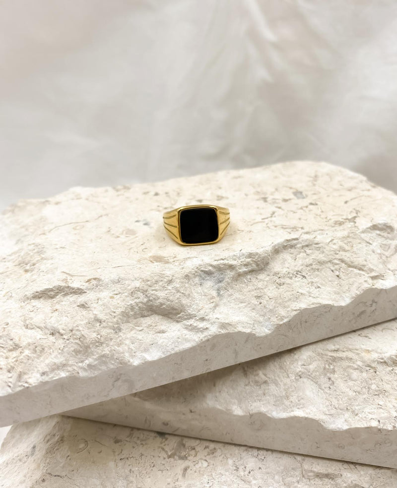 Arabella Black Signet Statement Ring