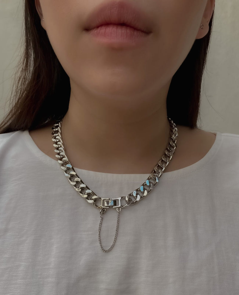 Athena Buckle Silver Chain Necklace