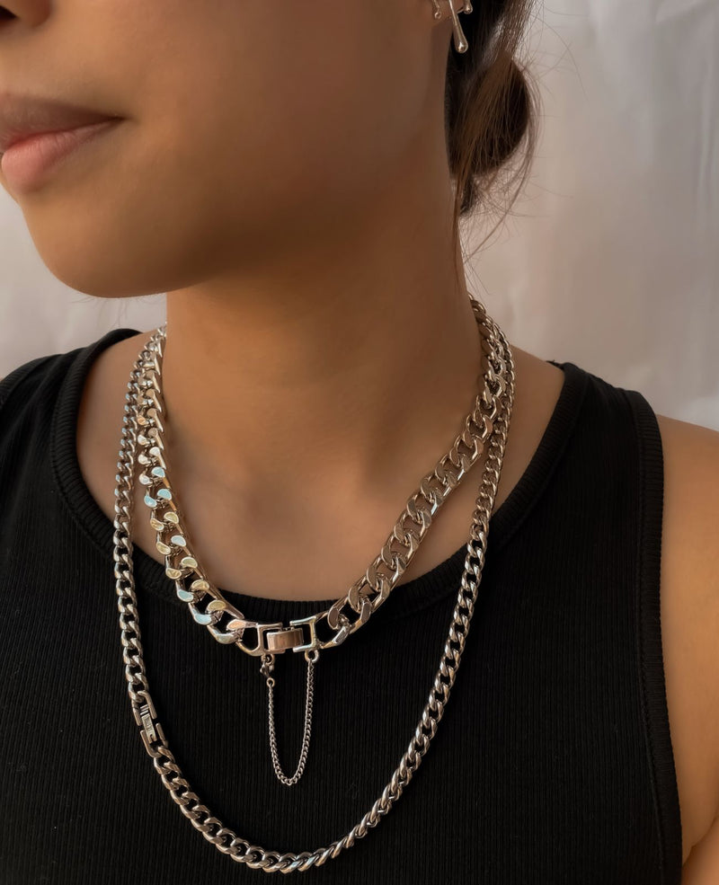Athena Buckle Silver Chain Necklace