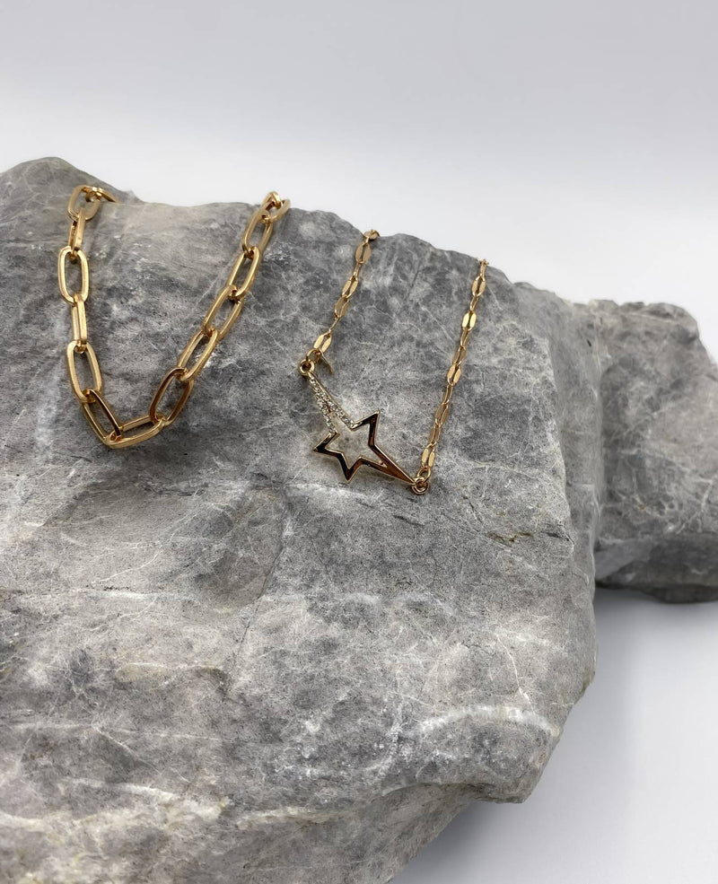 Nessa Double Chain Gold Star Bracelet