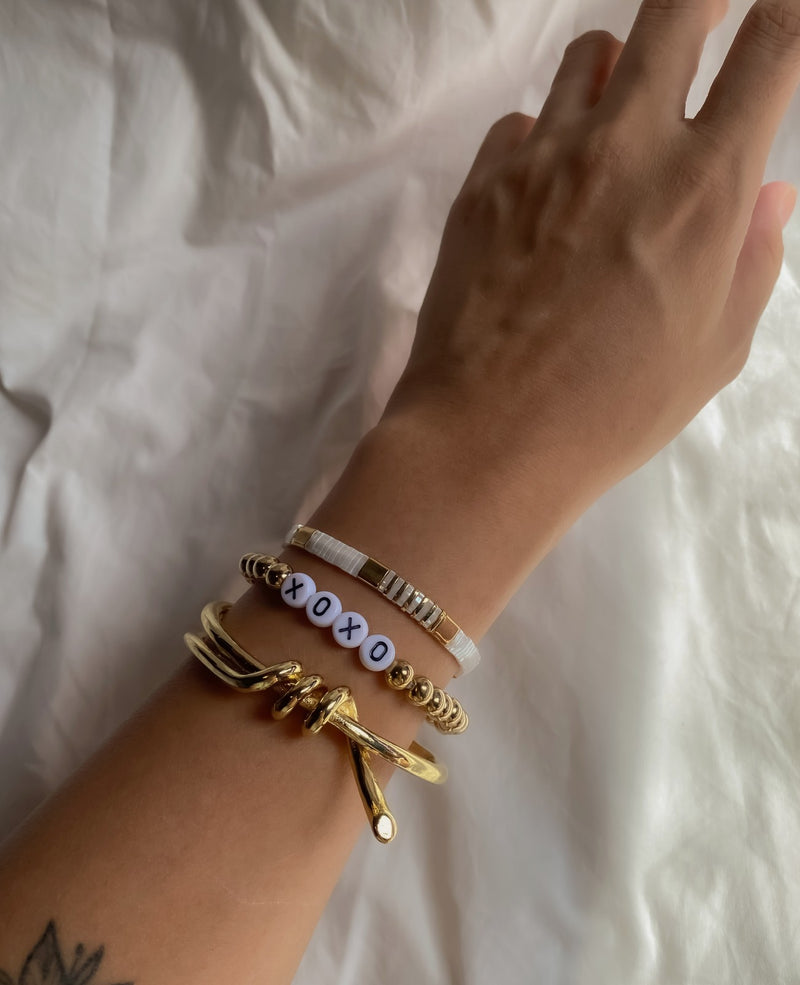 Penelope Gold Pearl Tila Bead Bracelet