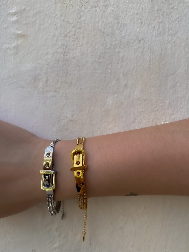 Poppy Belt Buckle Gold Bracelet
