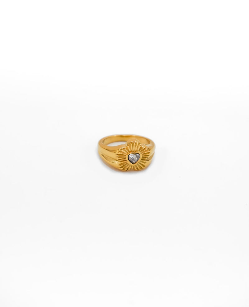 Bailey Flower Signet Gold Ring