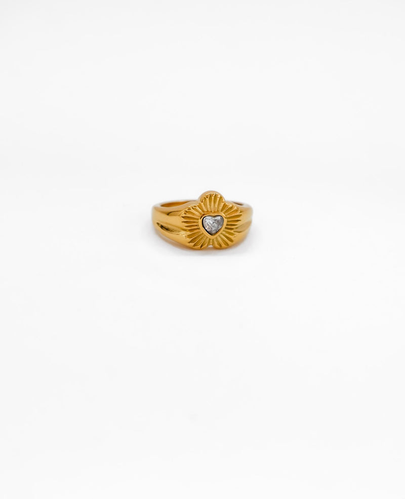 Bailey Flower Signet Gold Ring