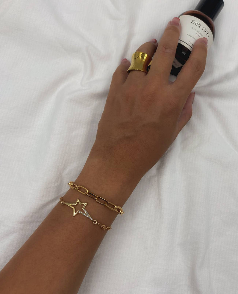 Nessa Double Chain Gold Star Bracelet
