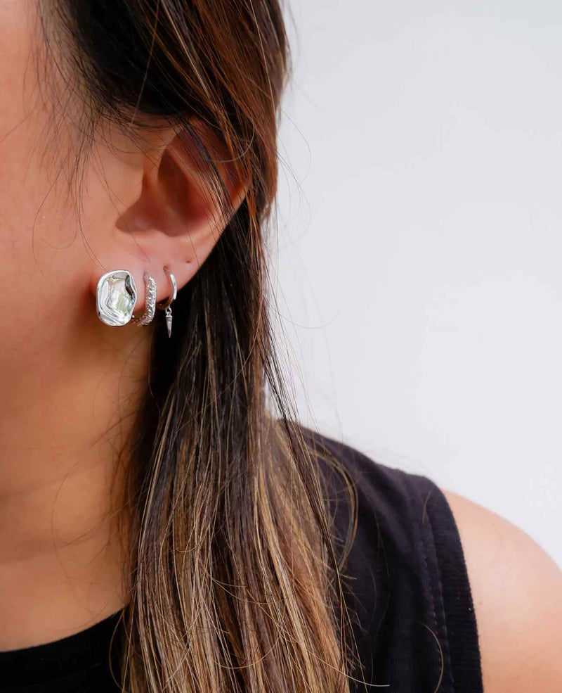Lucinda Textured Silver Plate Earrings