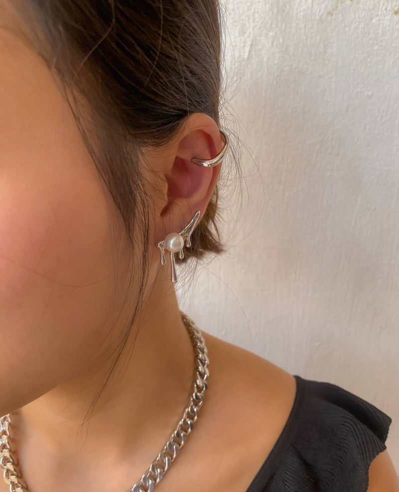 Sage Paint Drip Pearl Drop Earrings