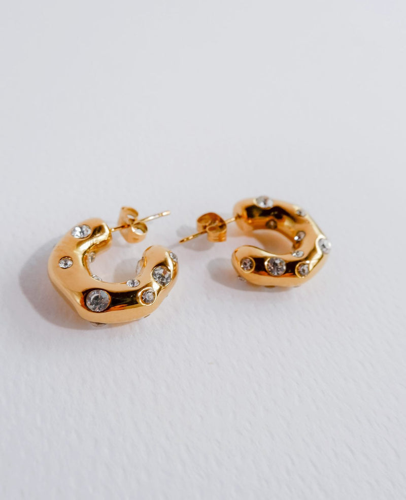 Serenity Diamond Rhinestone Hoop Earrings