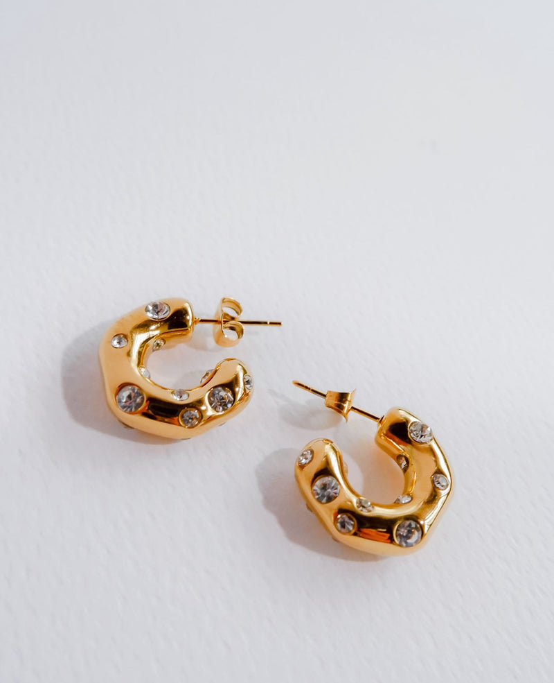 Serenity Diamond Rhinestone Hoop Earrings