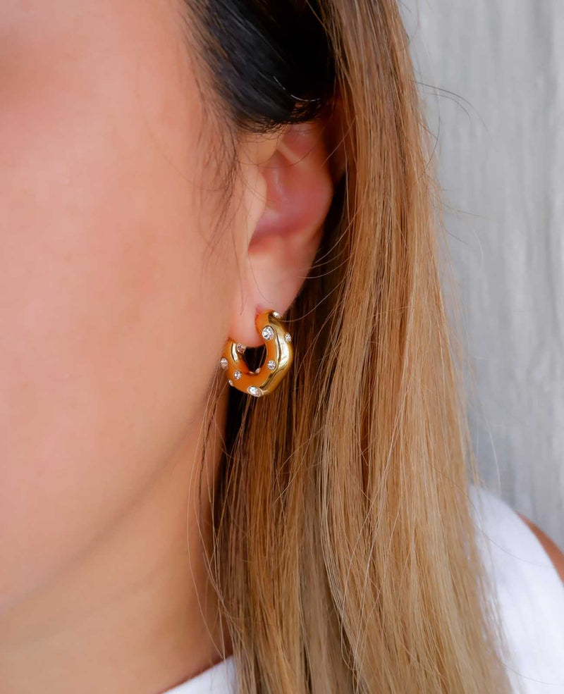 Serenity Diamond Rhinestone Hoop Earrings