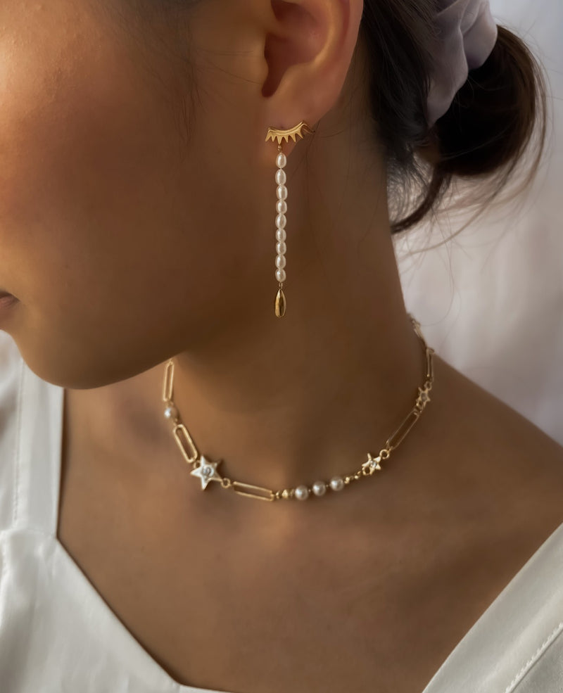 Siena Eyes Pearl Dainty Earrings